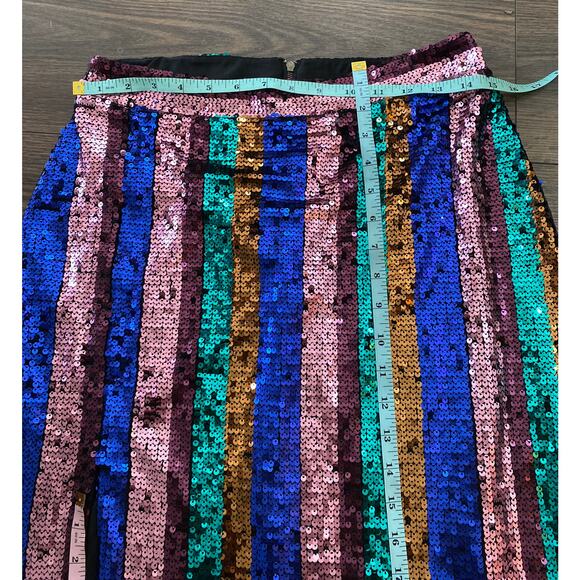 EUC Valencia & Vine Multicolor Sequin Striped Pencil Skirt M - Picture 5 of 10